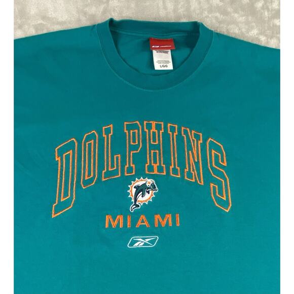 Vintage | Reebok | Miami Dolphins Embroidered Tee Shirt | Mens L | Rare - Picture 7 of 7